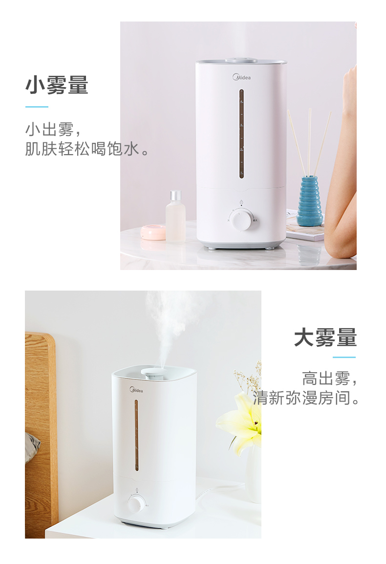 美的加湿器4.5L抗菌家用小型净化空气加湿器(图6)