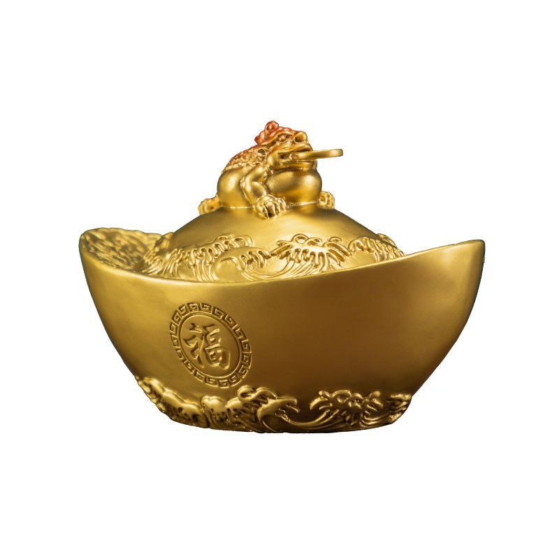 金蝉元宝黄铜摆件