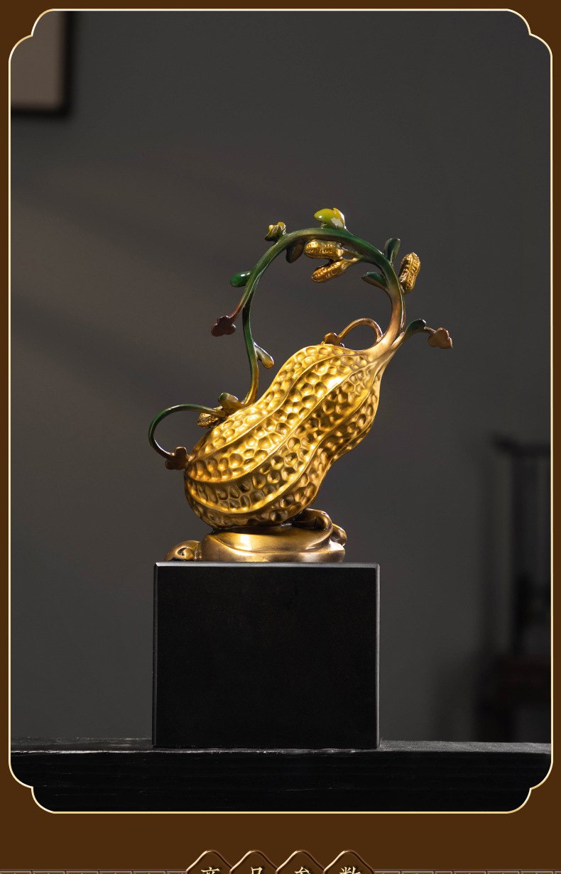 创意花生黄铜摆件好事发生花生铜塑工艺品