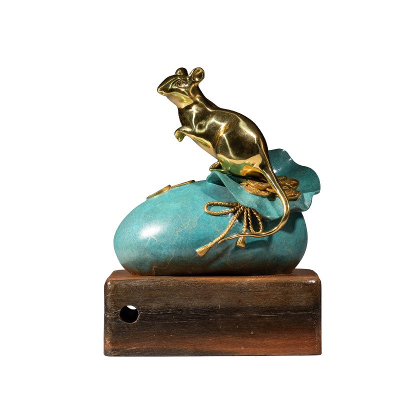 招财鼠黄铜装饰品摆件