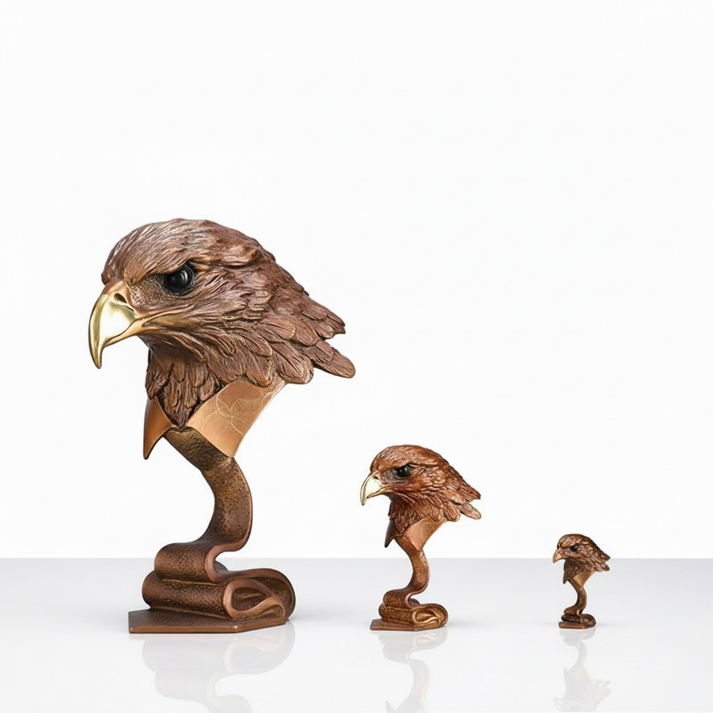 黄铜精鹰鸟首铜摆件