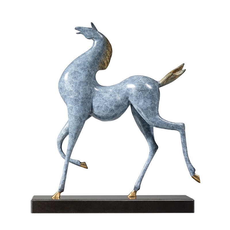西风瘦马黄铜摆件抽象创意铜马工艺品