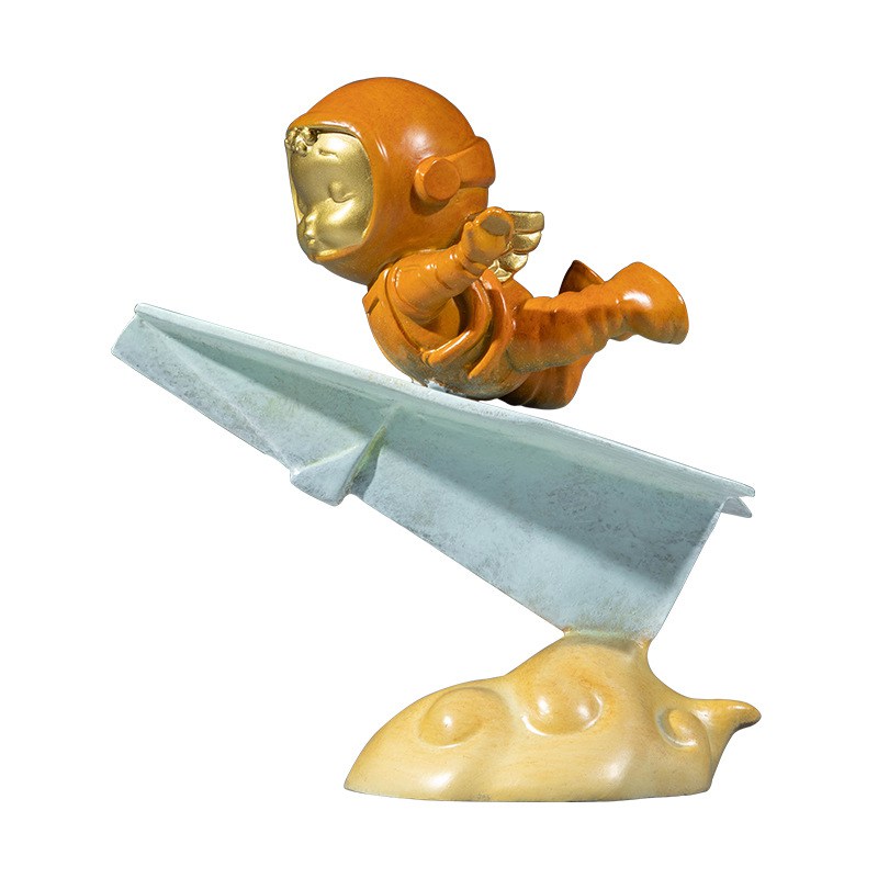 可爱飞天女孩卡通黄铜摆件