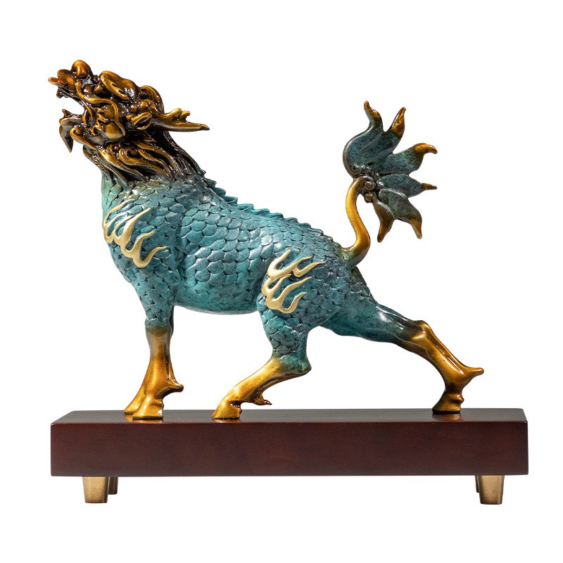 风火麒麟铜雕工艺摆件